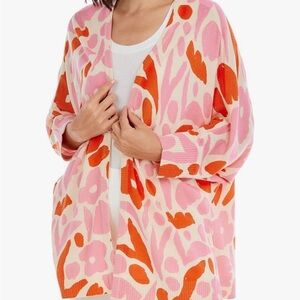 Mud Pie Pink and Orange Floral Cardigan